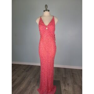 VTG Y2K Scala 100% Silk Beaded Gown Formal Prom Dress Pink Fairy DEADSTOCK